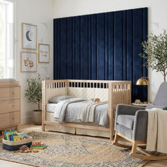 Kids Soft Wall Padding Panels Floating Headboard Vertical Slats Playroom Bed