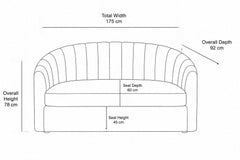 Modern Curved Fluted 2-Seater Loveseat