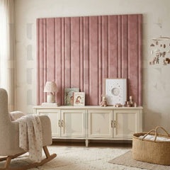 Kids Soft Wall Padding Panels Floating Headboard Vertical Slats Playroom Bed