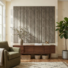 Luxury Upholstered Floating Headboard Vertical Slats Wall Panels Bed Board