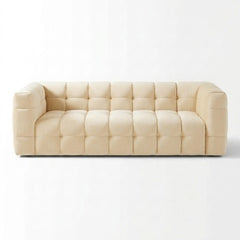 Modern Velvet 2-Seater Grid Tufted Loveseat