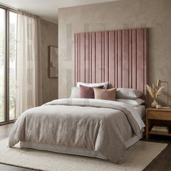 Girls Floating Headboard Vertical Slats Wall Panels Velvet Bed Board Cushion