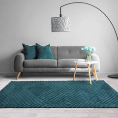 Teal Hague Premium Wool Rug 120x170cm,Living Room Bedroom By Asiatic RRP450