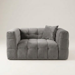 Modern Velvet 2-Seater Grid Tufted Loveseat