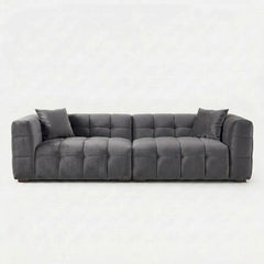 Modern Velvet 2-Seater Grid Tufted Loveseat