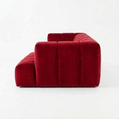 Crimson Modern Velvet 3-Seater Modular Grid Sofa