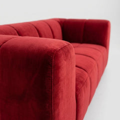 Crimson Modern Velvet 2-Seater Grid Loveseat