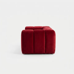 Crimson Modern Velvet 2-Seater Grid Loveseat