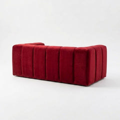 Crimson Modern Velvet 2-Seater Grid Loveseat