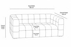Modern Velvet 2-Seater Grid Tufted Loveseat
