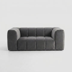 Crimson Modern Velvet 3-Seater Modular Grid Sofa