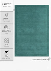 York Teal Wool Rug Contemporary 160x230cm M&S Living Room Bedroom Asiatic