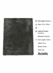 Grey Charcoal Sparkle Shaggy Rug 150x220cm,Premium Belgravia, Soft Pile