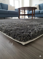 Grey Charcoal Sparkle Shaggy Rug 150x220cm,Premium Belgravia, Soft Pile