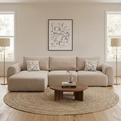 Aria Modern 3-Seater Fabric Sofa with Chaise Lounge