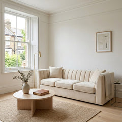 Modern Vertical Channel-Tufted 3-Seater Sofa