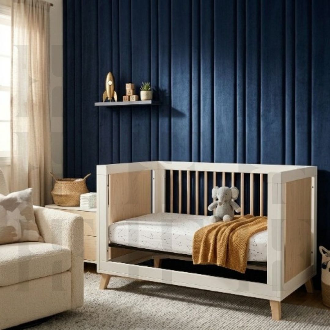 Kids Soft Wall Padding Panels Floating Headboard Vertical Slats Playroom Bed