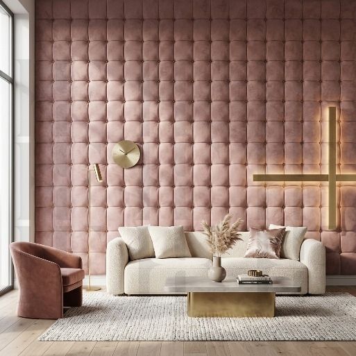 Luxury Square Button-Tufted Upholstered Wall Panels & Floating Headboard