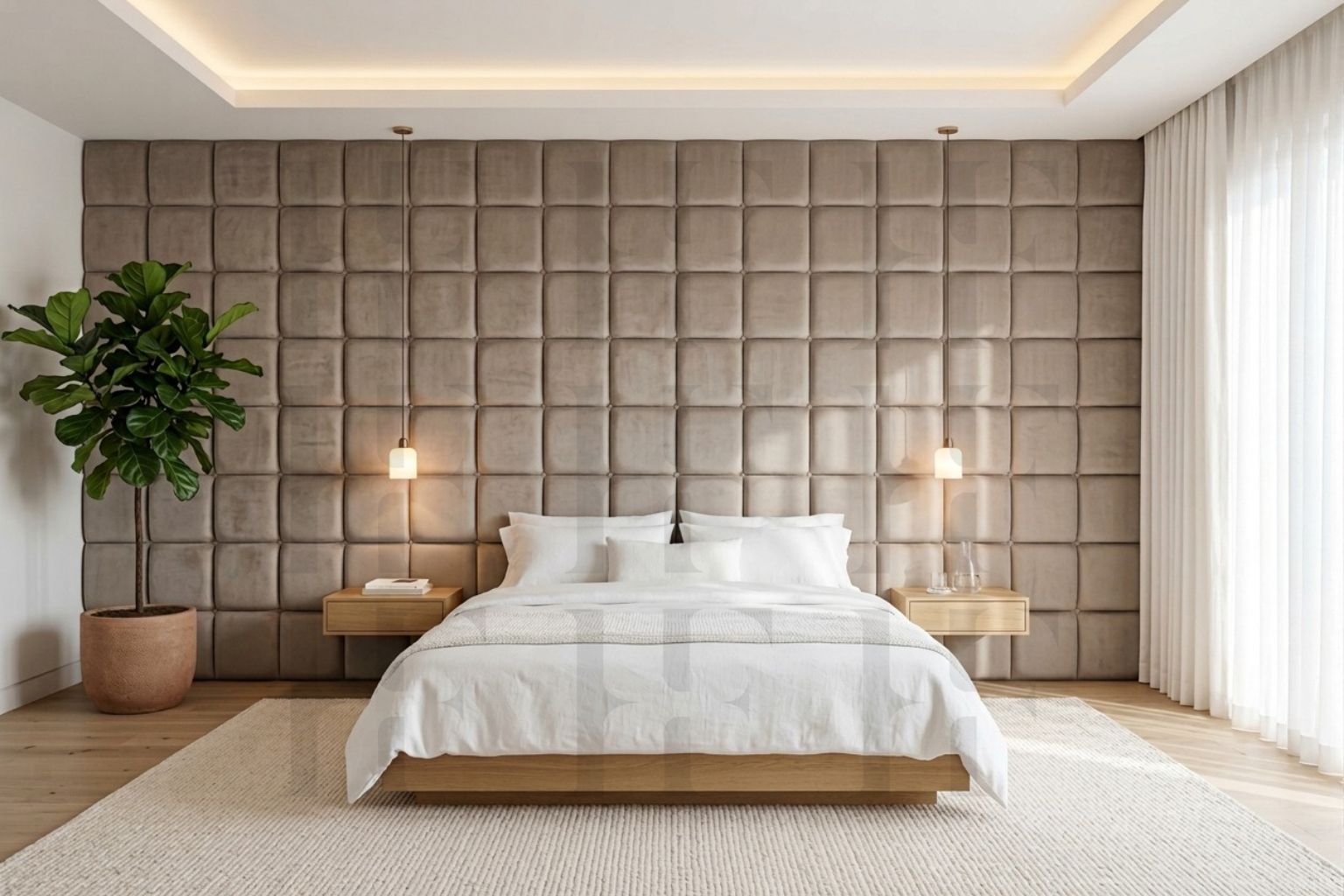 Classic Tufted Button Wall Panels – Elegant Soft Bedroom Decor