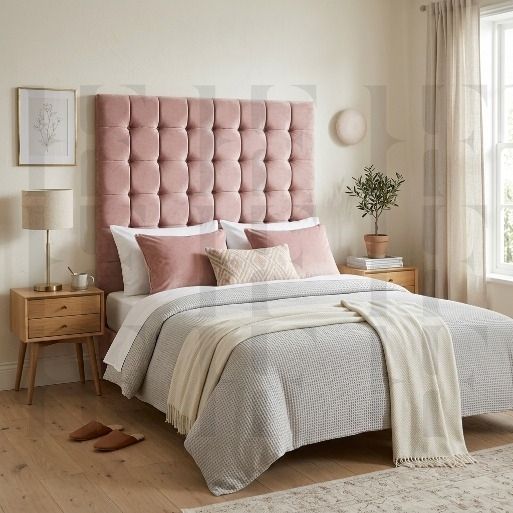 Luxury Square Button-Tufted Upholstered Wall Panels & Floating Headboard
