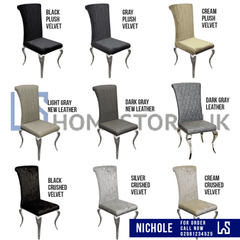 Nicole Dining Chairs - Plain Back, No Knocker, Multiple Colors