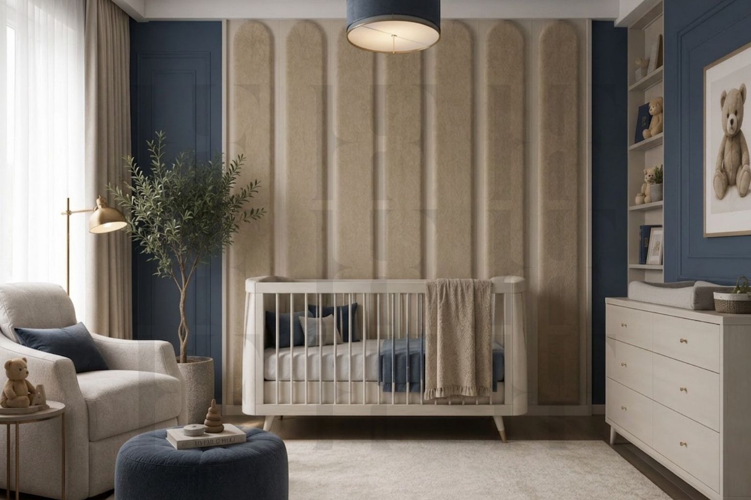 Safe & Soft Cushioned Arched Wall Padding – Cozy Kids' Room Decor