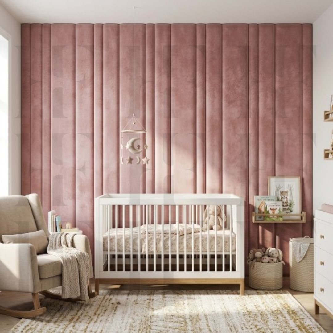 Kids Soft Wall Padding Panels Floating Headboard Vertical Slats Playroom Bed