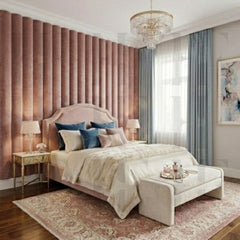 Girls Floating Headboard Velvet 3D Cylindrical Wall Panels Bed Cushion Backrest