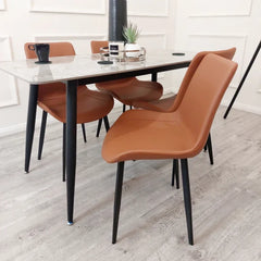Remus Leather Dining Chair, Orange
