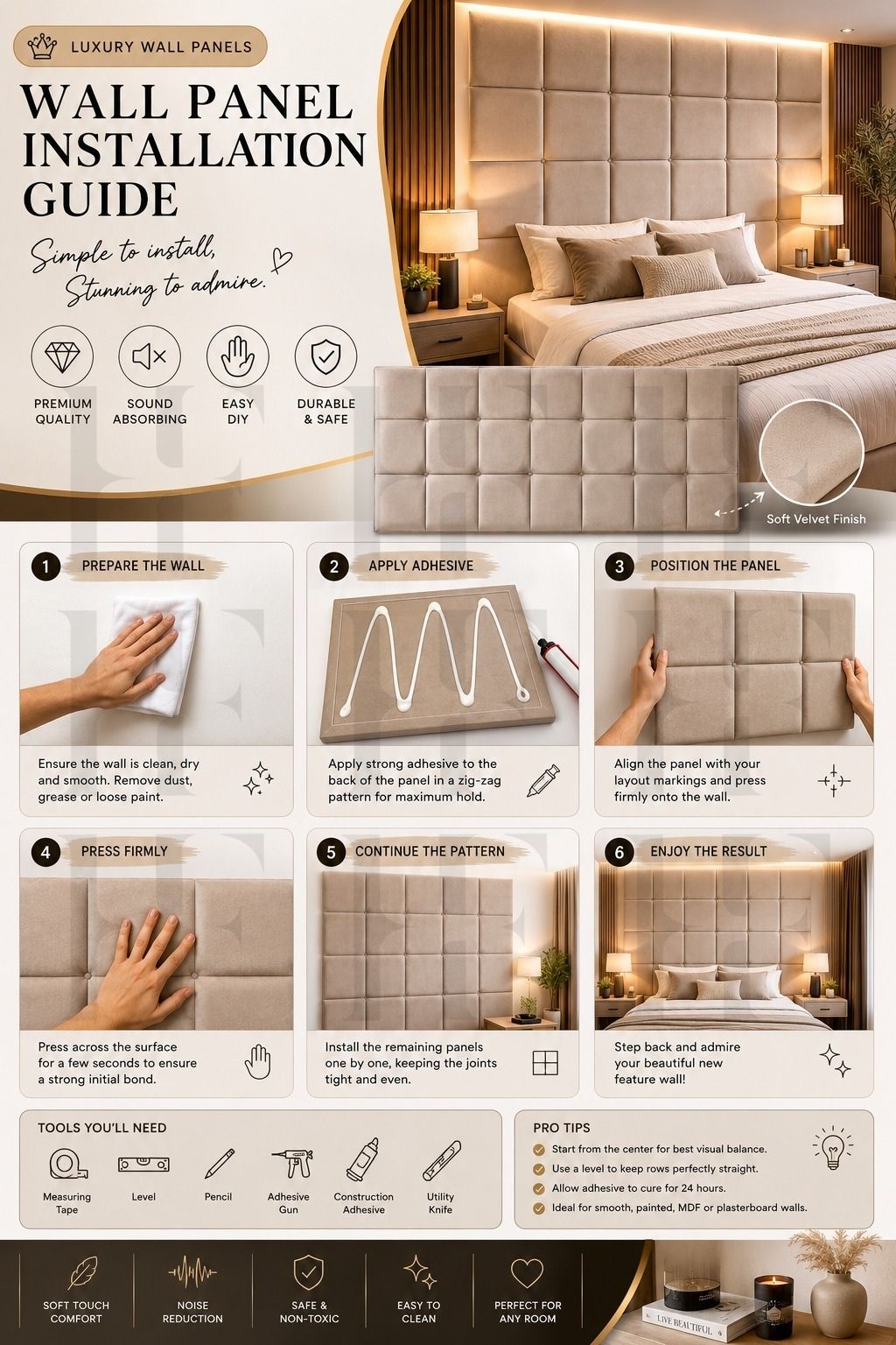 Luxury Tufted Upholstered Wall Panels – Premium Signature Feature Wall