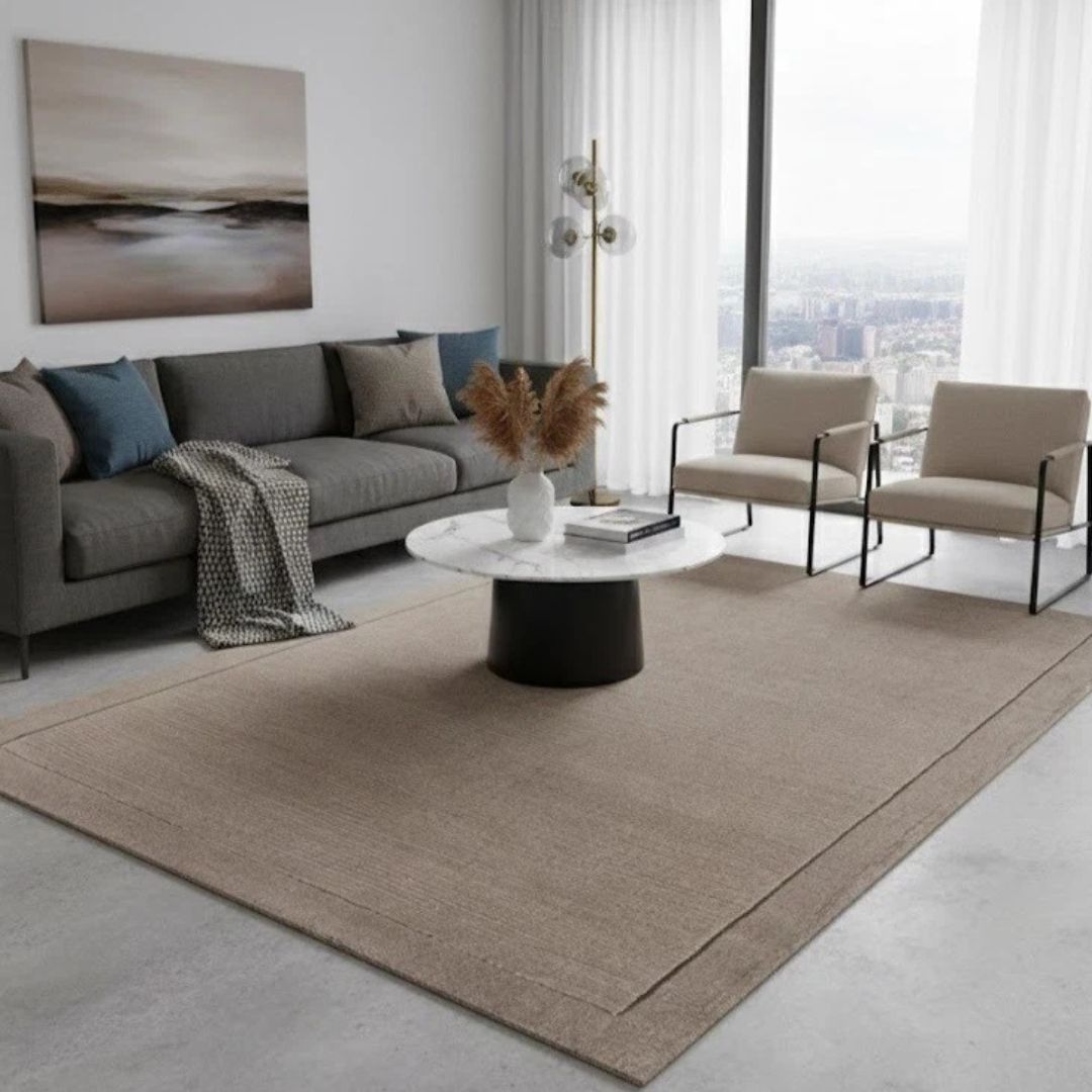York Taupe Wool Rug Contemporary 60x120cm M&S Living Room Bedroom Asiatic RRP550