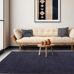 York Navy Wool Rug Contemporary 160x230cm M&S Living Room Bedroom Asiatic RRP550