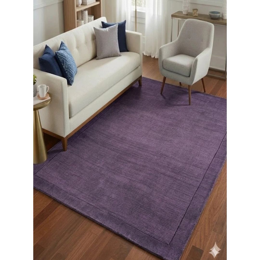 Purple York Wool Rug Contemporary 60x120cm Living Room Bedroom Asiatic RRP550