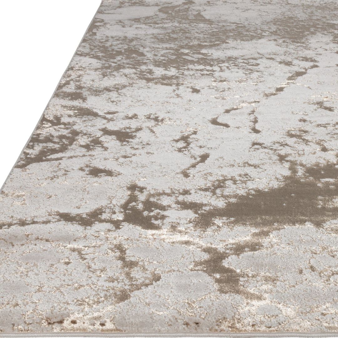 Aurora Strata Metallic Rug 160x230cm Modern Abstract Grey High Shine Soft Carpet