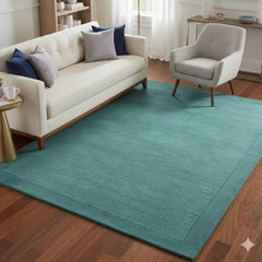 York Teal Wool Rug Contemporary 60x120cm M&S Living Room Bedroom Asiatic RRP550