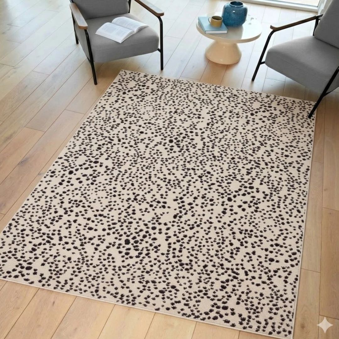 Black Muse Spotty Contemporary Rug 80x150cm Premium Living Room Asiatic RRP290