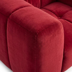 Crimson Modern Velvet Accent Grid Armchair (1-Seater)