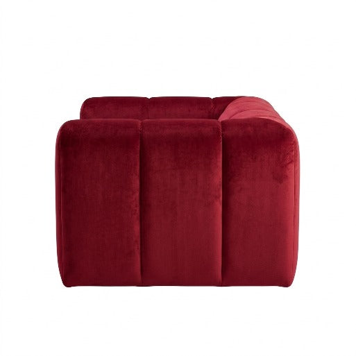 Crimson Modern Velvet Accent Grid Armchair (1-Seater)