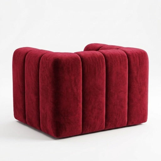 Crimson Modern Velvet Accent Grid Armchair (1-Seater)