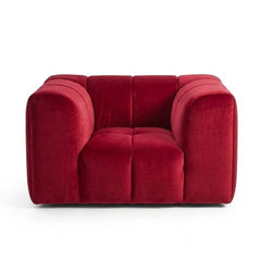 Crimson Modern Velvet Accent Grid Armchair (1-Seater)