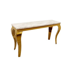Louis Gold Coffee Table with White Glass Top
