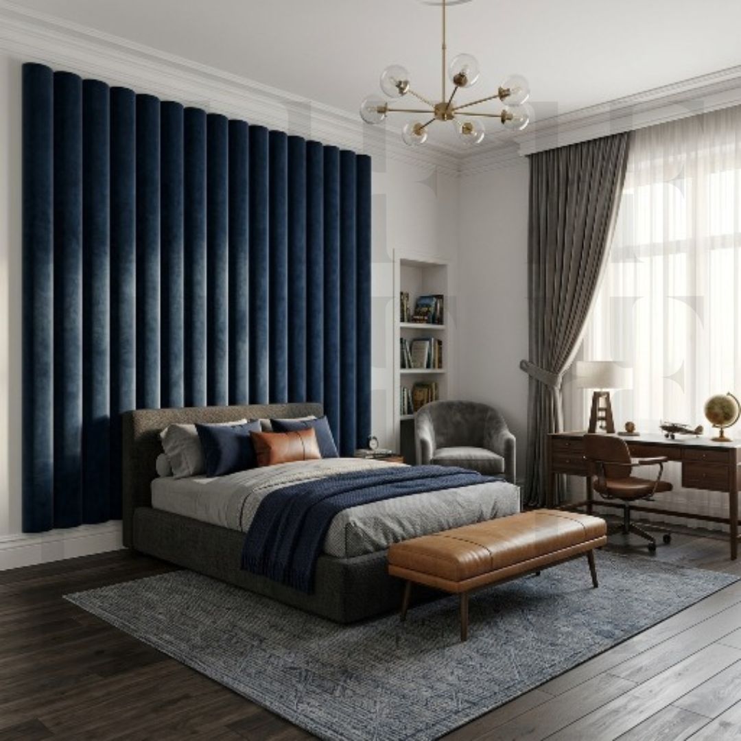 Premium 3D Velvet Cylindrical Wall Panels for Boys Room – Floating Headboard DIY
