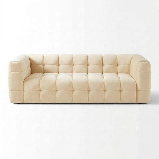 Modern Velvet 2-Seater Grid Tufted Loveseat