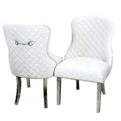 Kate Dining Chair - Chrome Clasp, Quilted Back, Multiple Colours