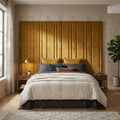 Upholestered Headboard 3D Vertical Line Floating Boys Wall Panels and Livingroom