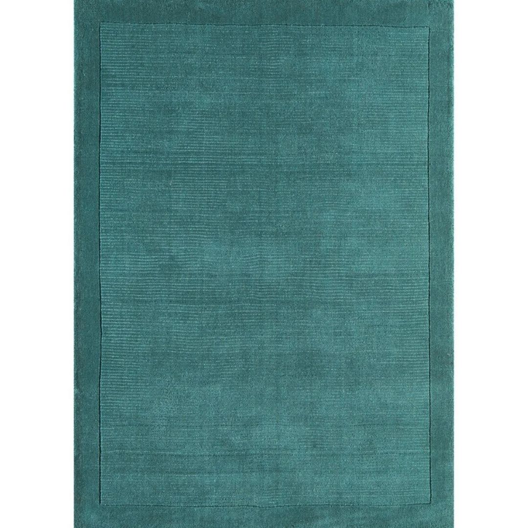 York Teal Wool Rug Contemporary 60x120cm M&S Living Room Bedroom Asiatic RRP550