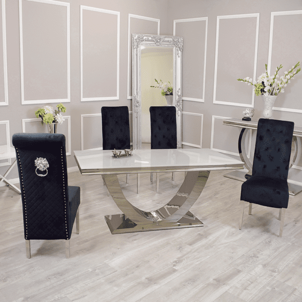 Arial Marble Dining Table With Emma Chairs, White