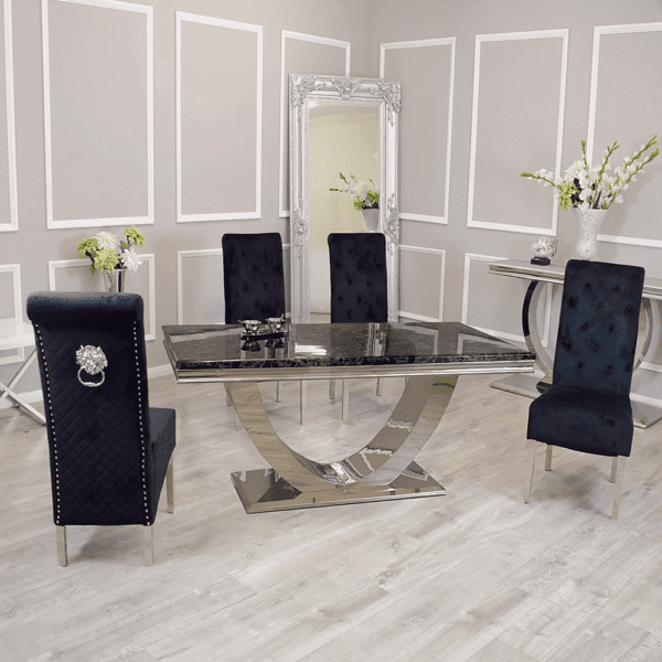 Arial Marble Dining Table With Emma Chairs, White