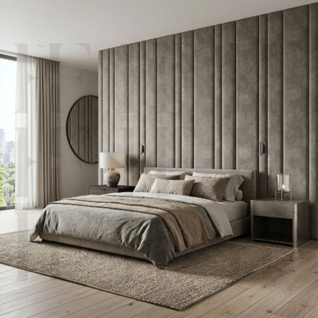 Luxury Upholstered Floating Headboard Vertical Slats Wall Panels Bed Board