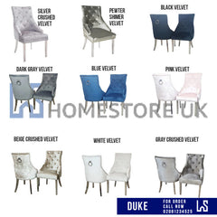 Duke Dining Chair - Plain Knocker, Plain Back, Multiple Colours